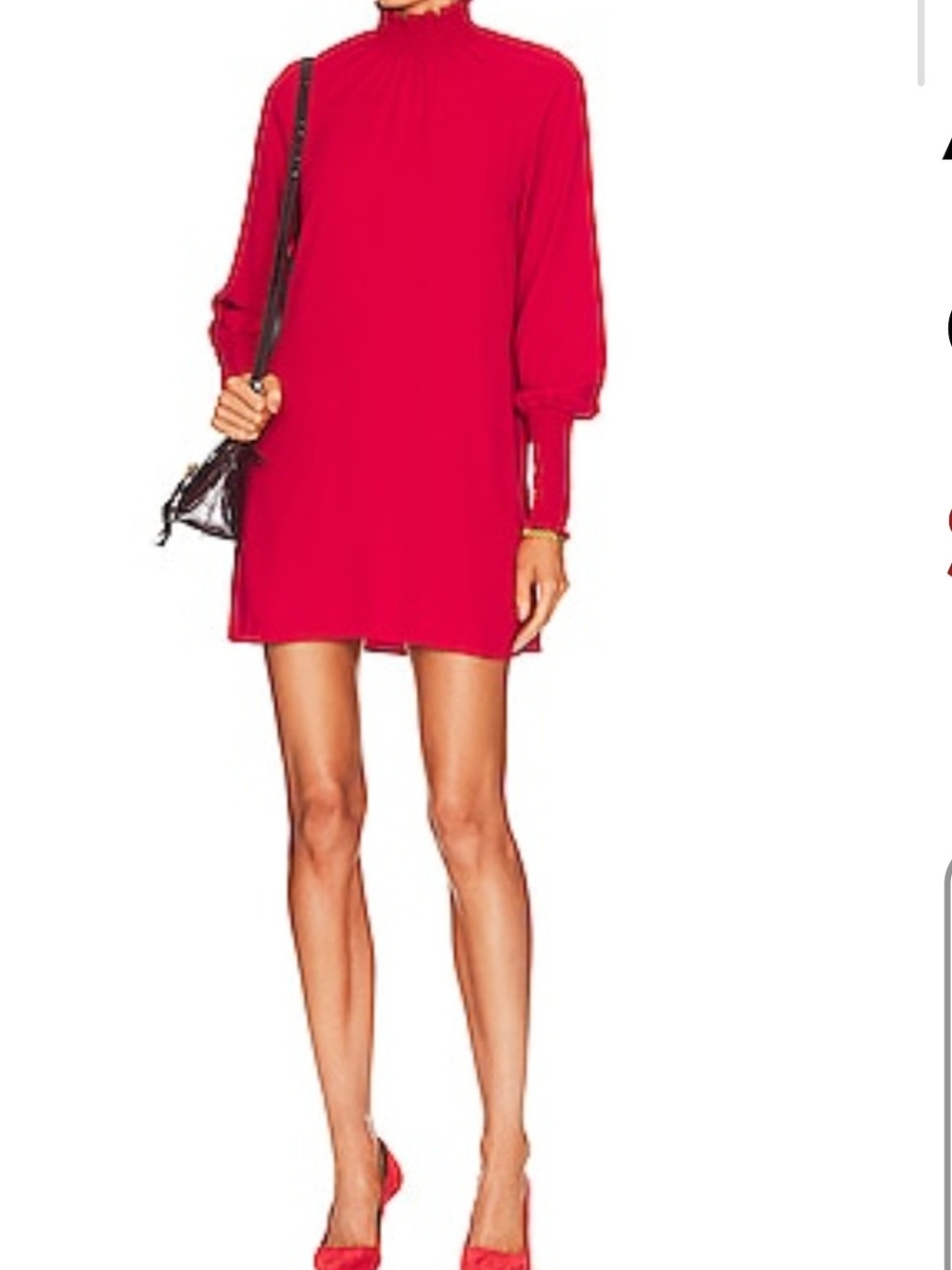 Amanda Uprichard Vibrant Red High-Neck Bishop Sleeve Mini Dress